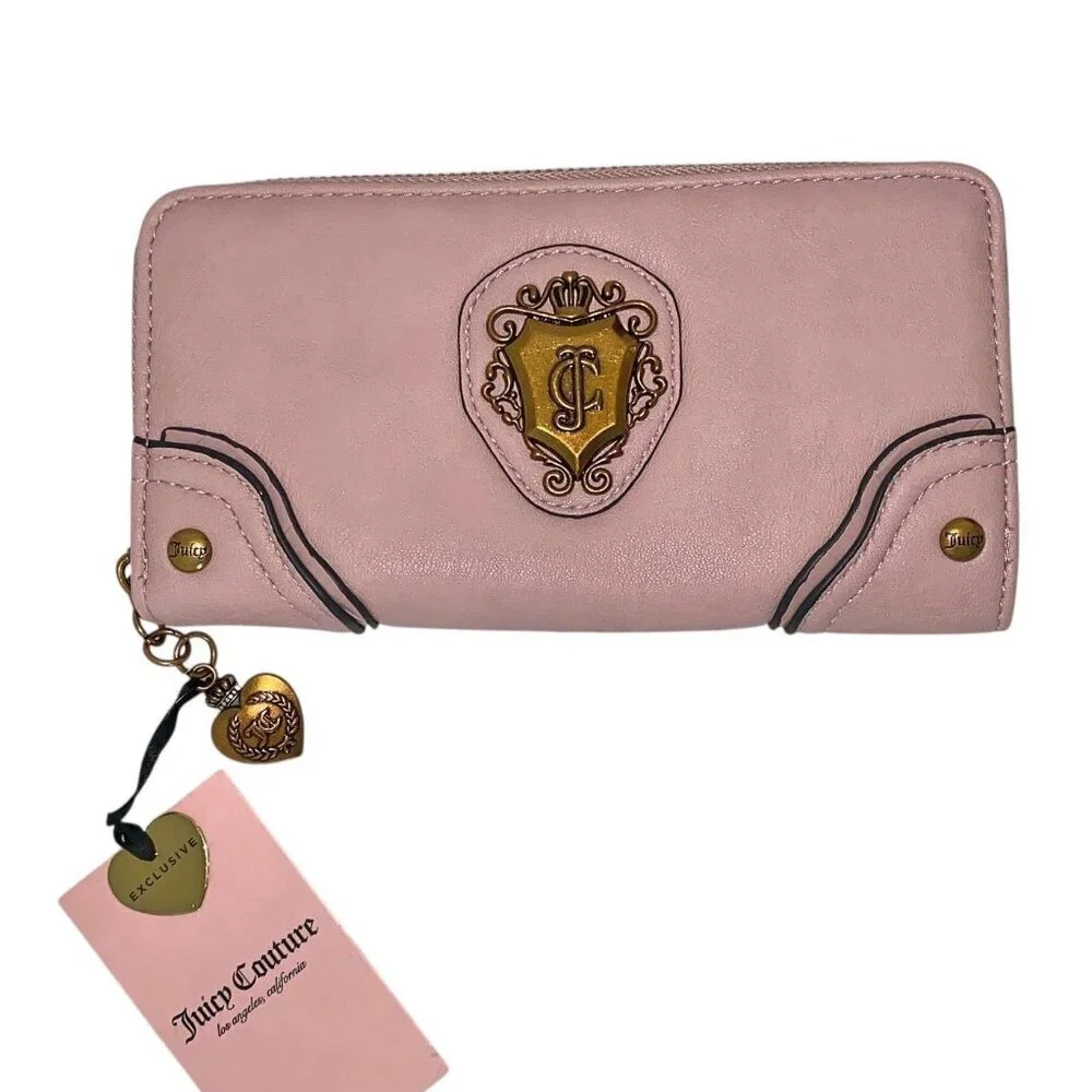 Juicy Couture Exclusive Romance Gusset Pink Dusty Blush Zip Around Wallet NWT
